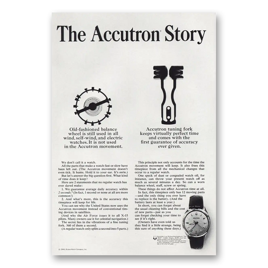 1964 Accutron Watch Accutron Story Vintage Magazine Print Ad