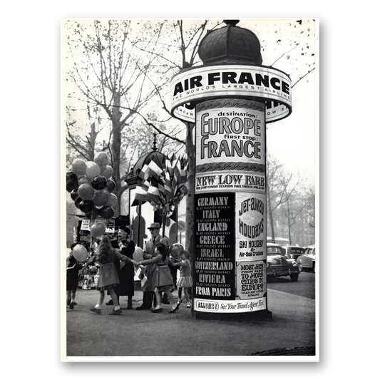 1964 Air France Destination Europe First Stop France Vintage Magazine Print Ad