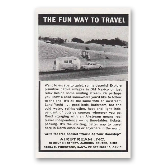 1964 Airstream Trailers Fun Way to Travel Sand Vintage Magazine Print Ad