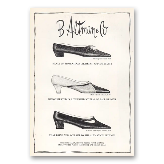 1964 B Altman Silvia of Fiorentina Vintage Magazine Print Ad