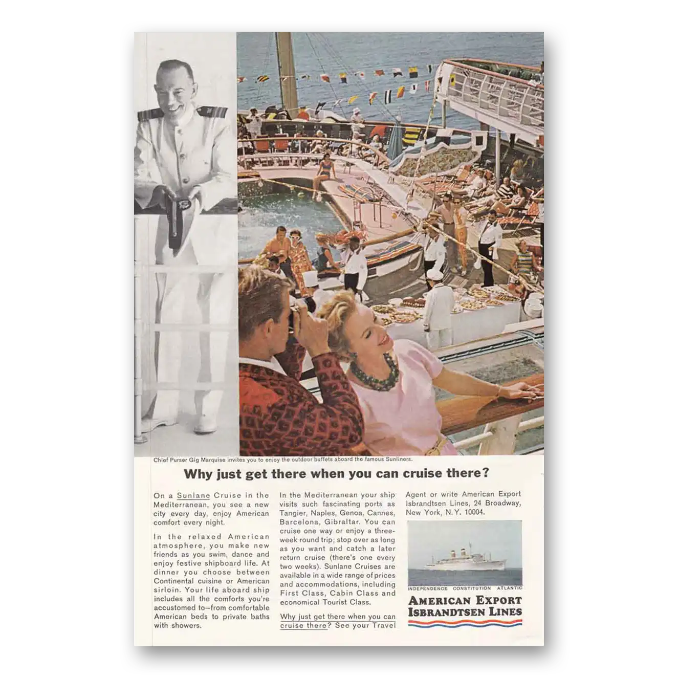 1964 American Export Lines Outdoor Buffet Vintage Magazine Print Ad