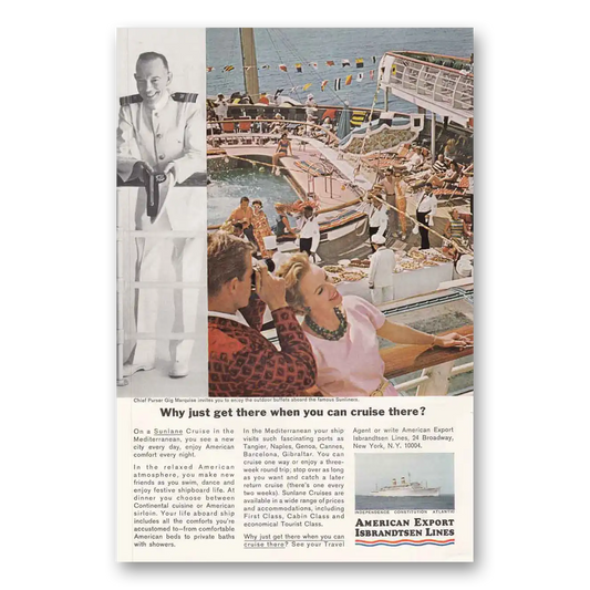 1964 American Export Lines Outdoor Buffet Vintage Magazine Print Ad