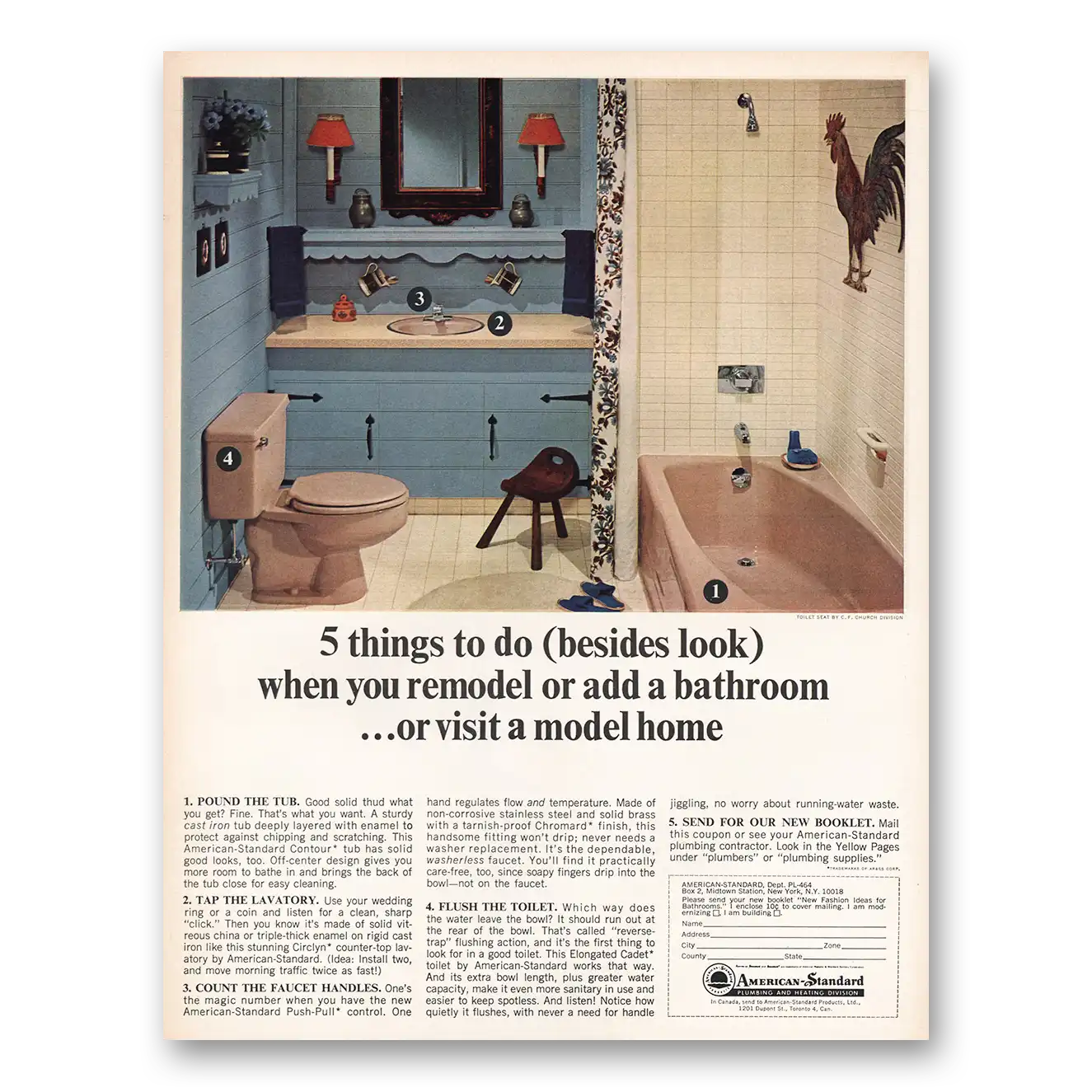 1964 American Standard When You Remodel or Add a Bathroom Vintage Magazine Print Ad