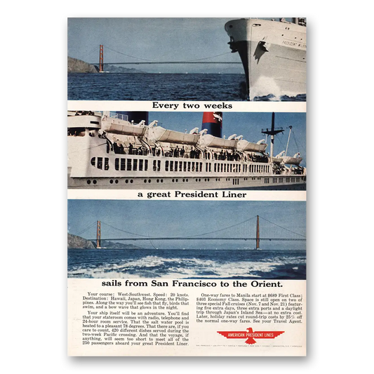 1964 American President Lines Sail From San Francisco Vintage Magazine Print Ad