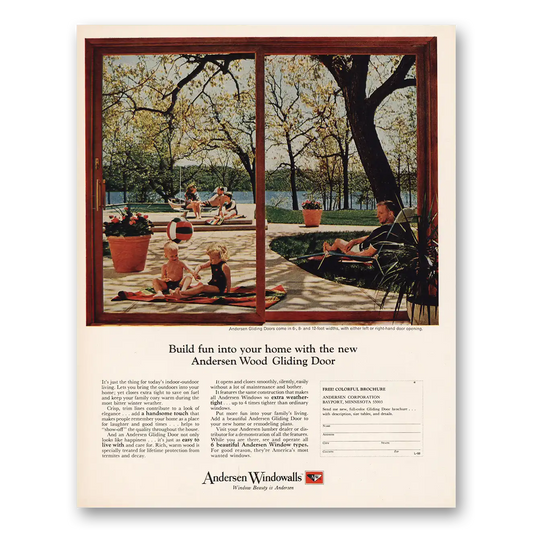 1964 Andersen Windowalls Wood Gliding Door Vintage Magazine Print Ad