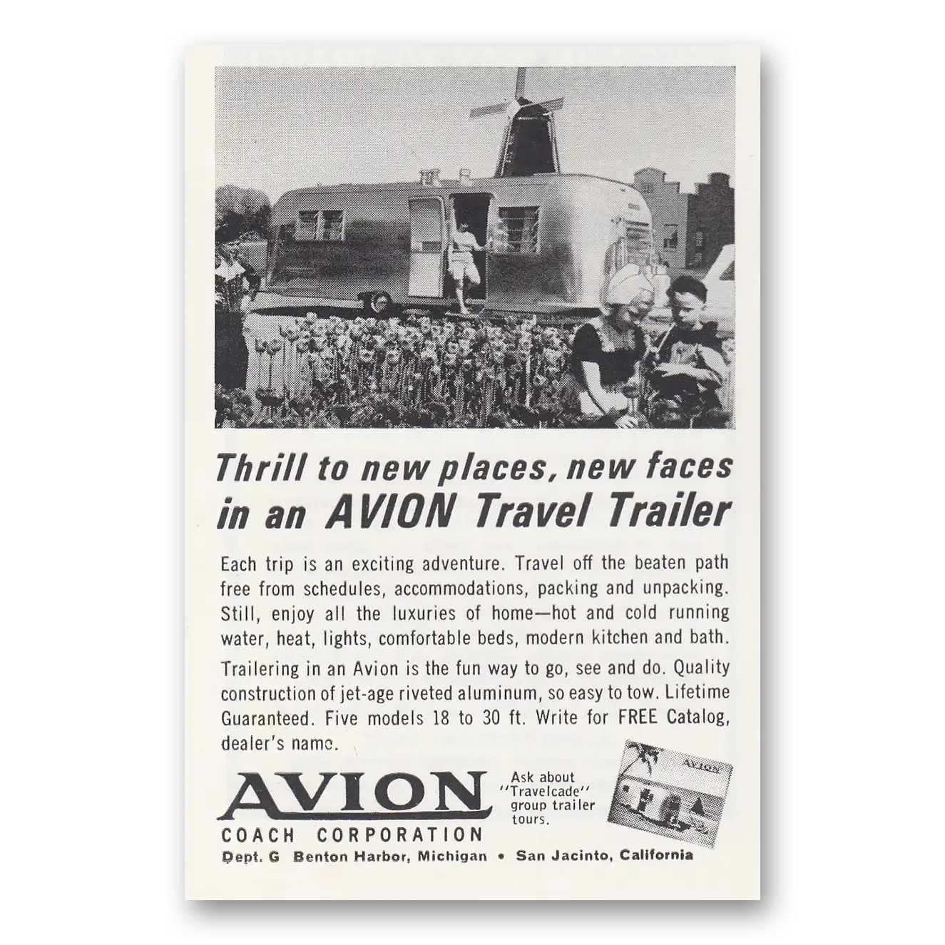 1964 Avion Coach Travel Trailer Windmill Vintage Magazine Print Ad