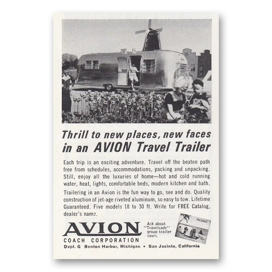 1964 Avion Coach Travel Trailer Windmill Vintage Magazine Print Ad