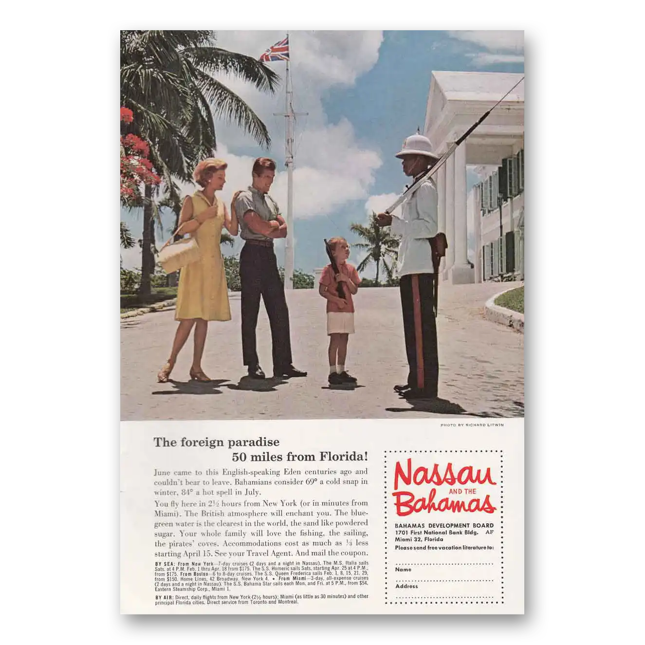 1964 Nassau Bahamas Foreign Paradise Miles From Florida Vintage Magazine Print Ad