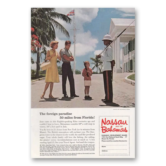 1964 Nassau Bahamas Foreign Paradise Miles From Florida Vintage Magazine Print Ad