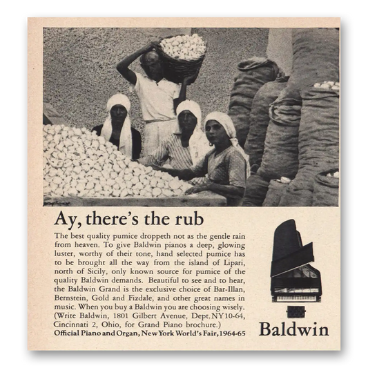 1964 Baldwin Piano Ay Theres the Rub Vintage Magazine Print Ad