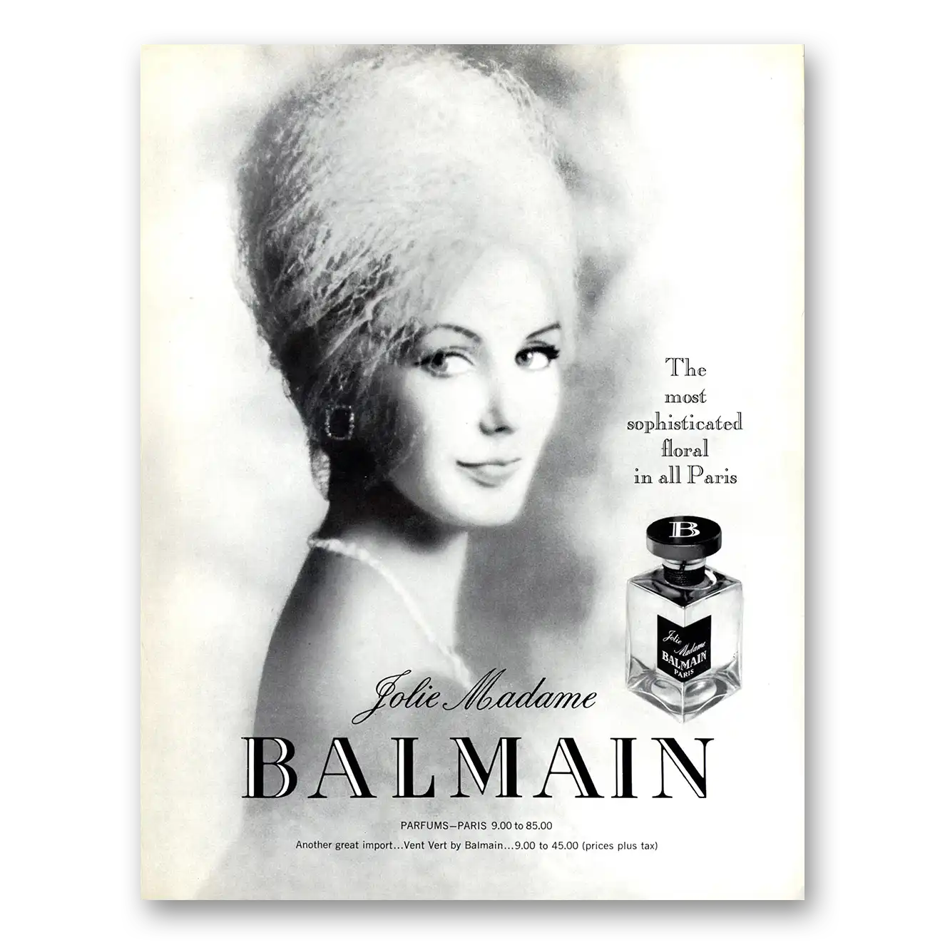 1964 Jolie Madame Perfume Sophisticated Floral Vintage Magazine Print Ad