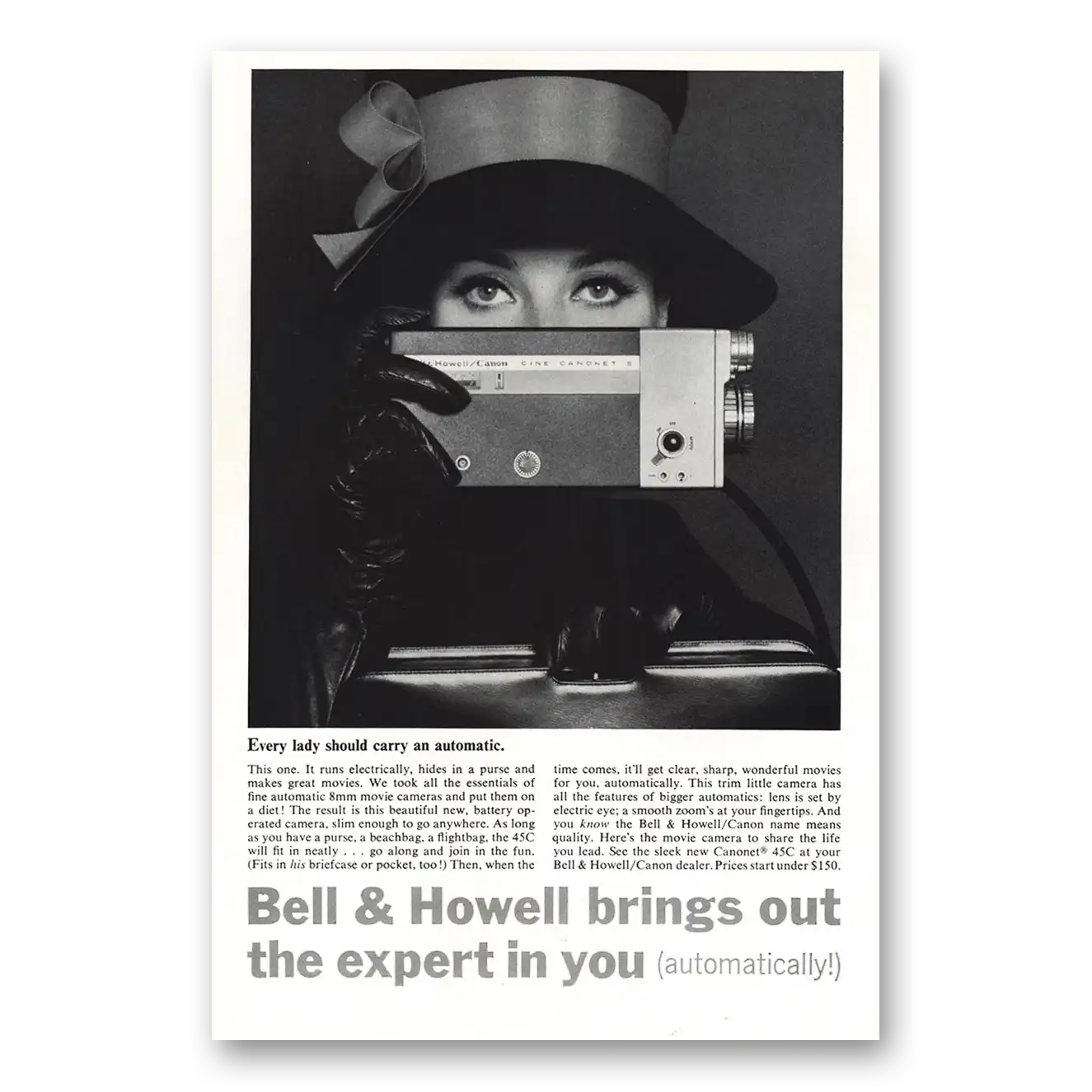 1964 Bell & Howell Movie Camera Every Lady Should Carry an Automatic Vintage Magazine Print Ad