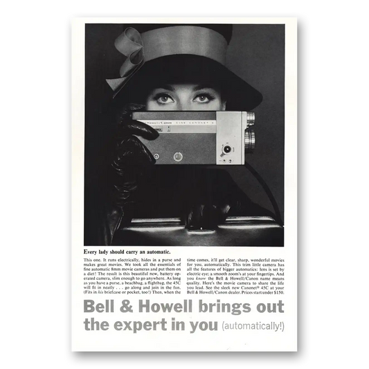 1964 Bell & Howell Movie Camera Every Lady Should Carry an Automatic Vintage Magazine Print Ad