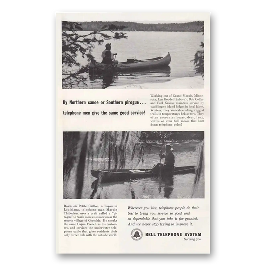 1964 Bell Telephone Northern Canoe or Southern Pirogu Vintage Magazine Print Ad