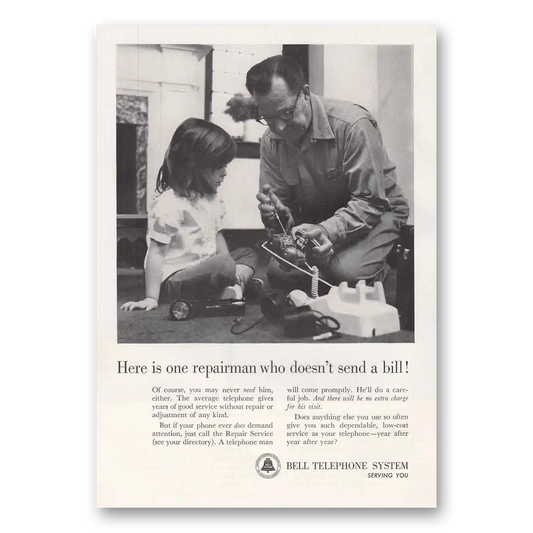 1964 Bell Telephone Here is One Repairman Who Doesn't Vintage Magazine Print Ad