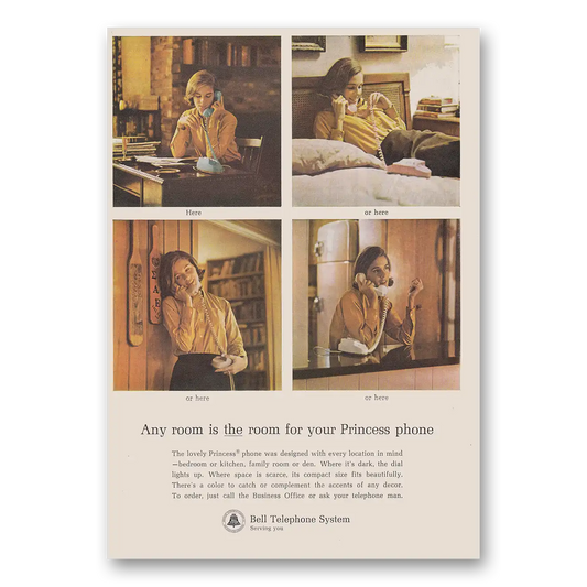 1964 Bell Telephone Any Room Is the Room for Your Princess Phone Vintage Magazine Print Ad