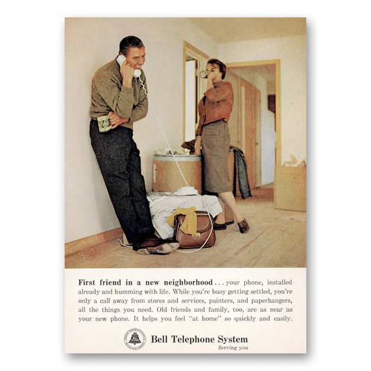 1964 Bell Telephone First Friend In a New Neighborhood Vintage Magazine Print Ad