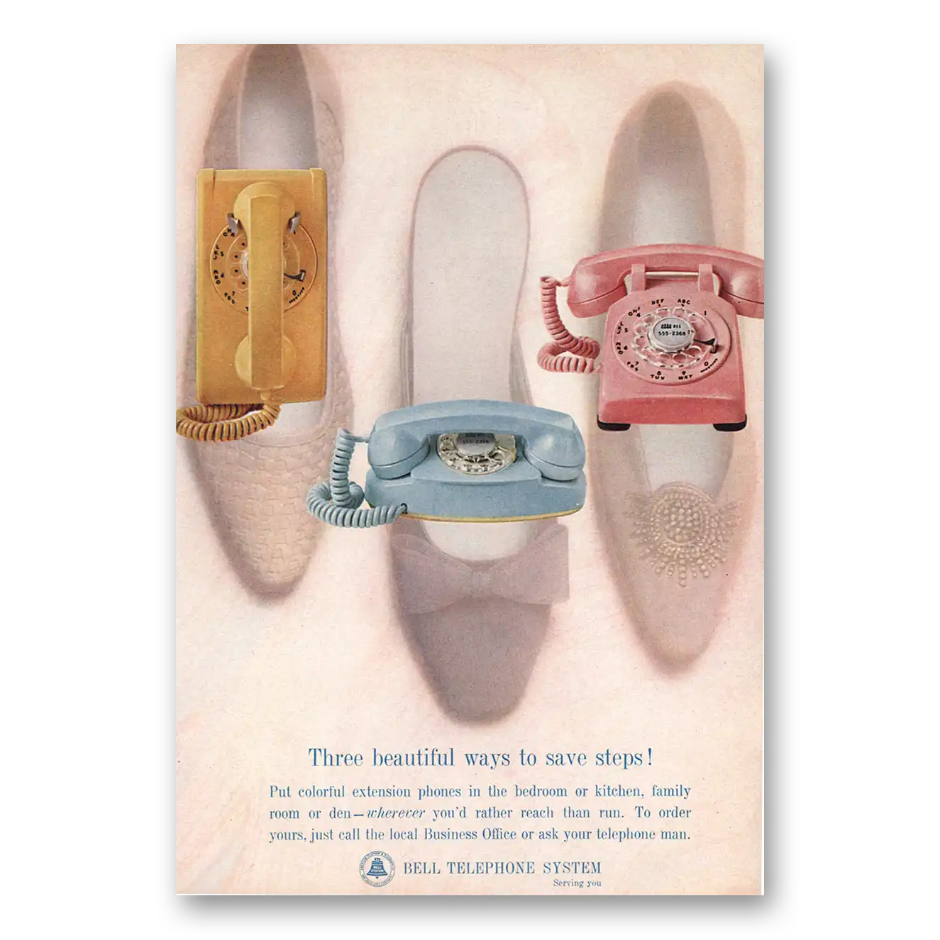 1964 Bell Telephone Three Beautiful Ways Vintage Magazine Print Ad