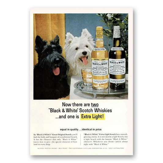 1964 Black and White Scotch Now There Are Two Extra Light Vintage Magazine Print Ad