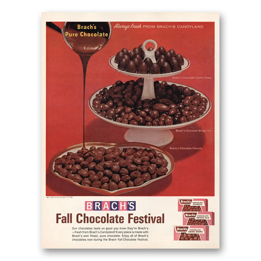 1964 Brachs Candy Fall Chocolate Festival Vintage Magazine Print Ad