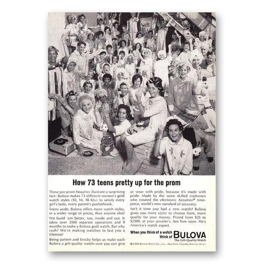 1964 Bulova Watch How 73 Teens Pretty Up for Prom Vintage Magazine Print Ad