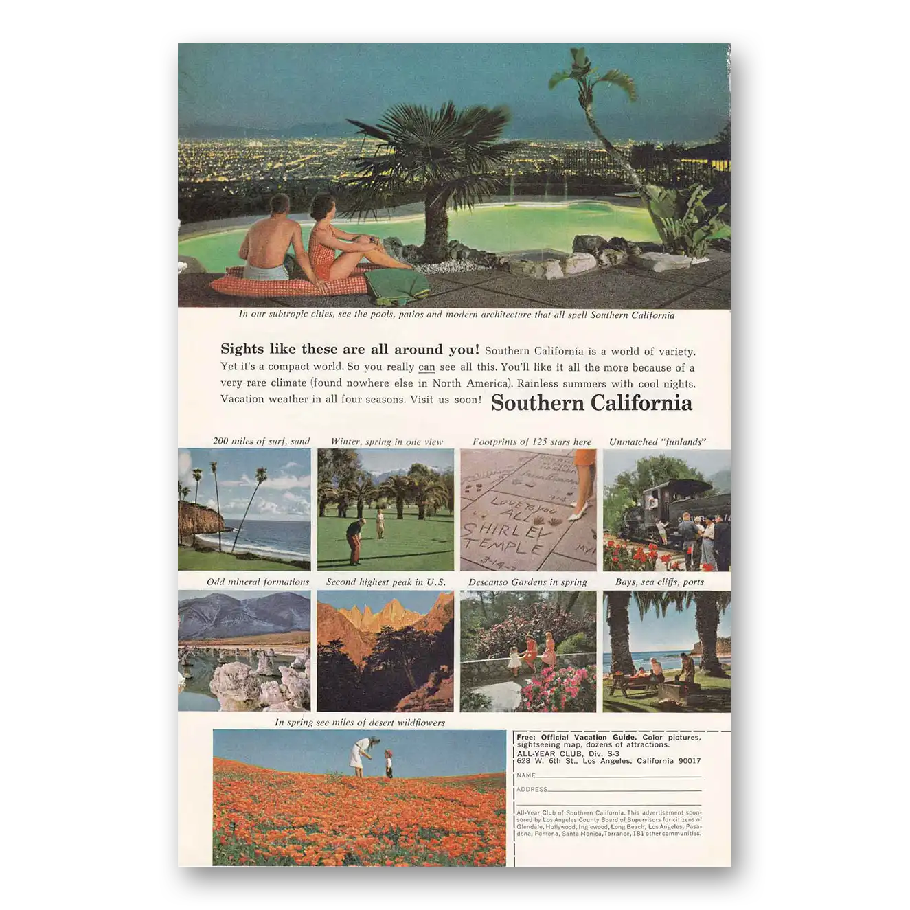 1964 Southern California Sights Like These Vintage Magazine Print Ad