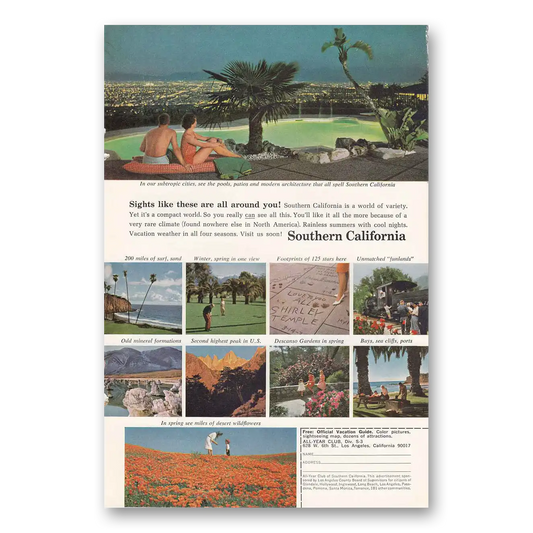 1964 Southern California Sights Like These Vintage Magazine Print Ad