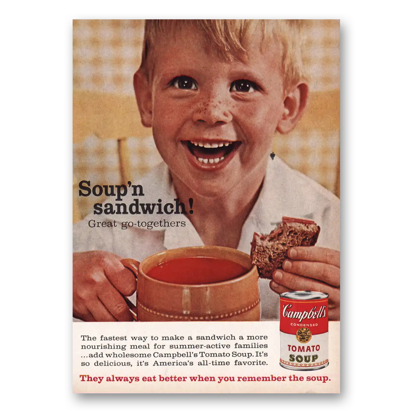 1964 Campbells Tomato Soup Sandwich Vintage Magazine Print Ad