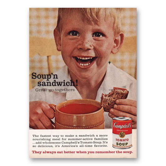 1964 Campbells Tomato Soup Sandwich Vintage Magazine Print Ad