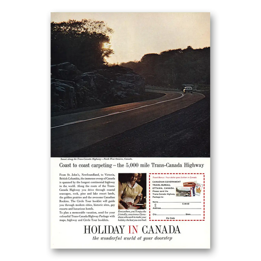 1964 Canada Coast to Coast Carpeting Trans Canada Highway Vintage Magazine Print Ad