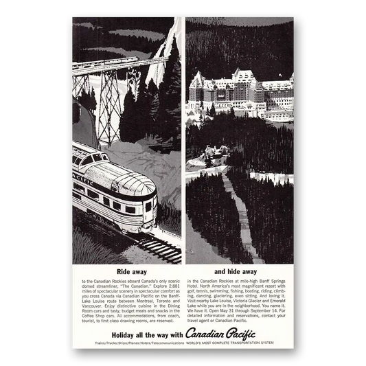 1964 Canadian Pacific Ride Away Hide Away Vintage Magazine Print Ad