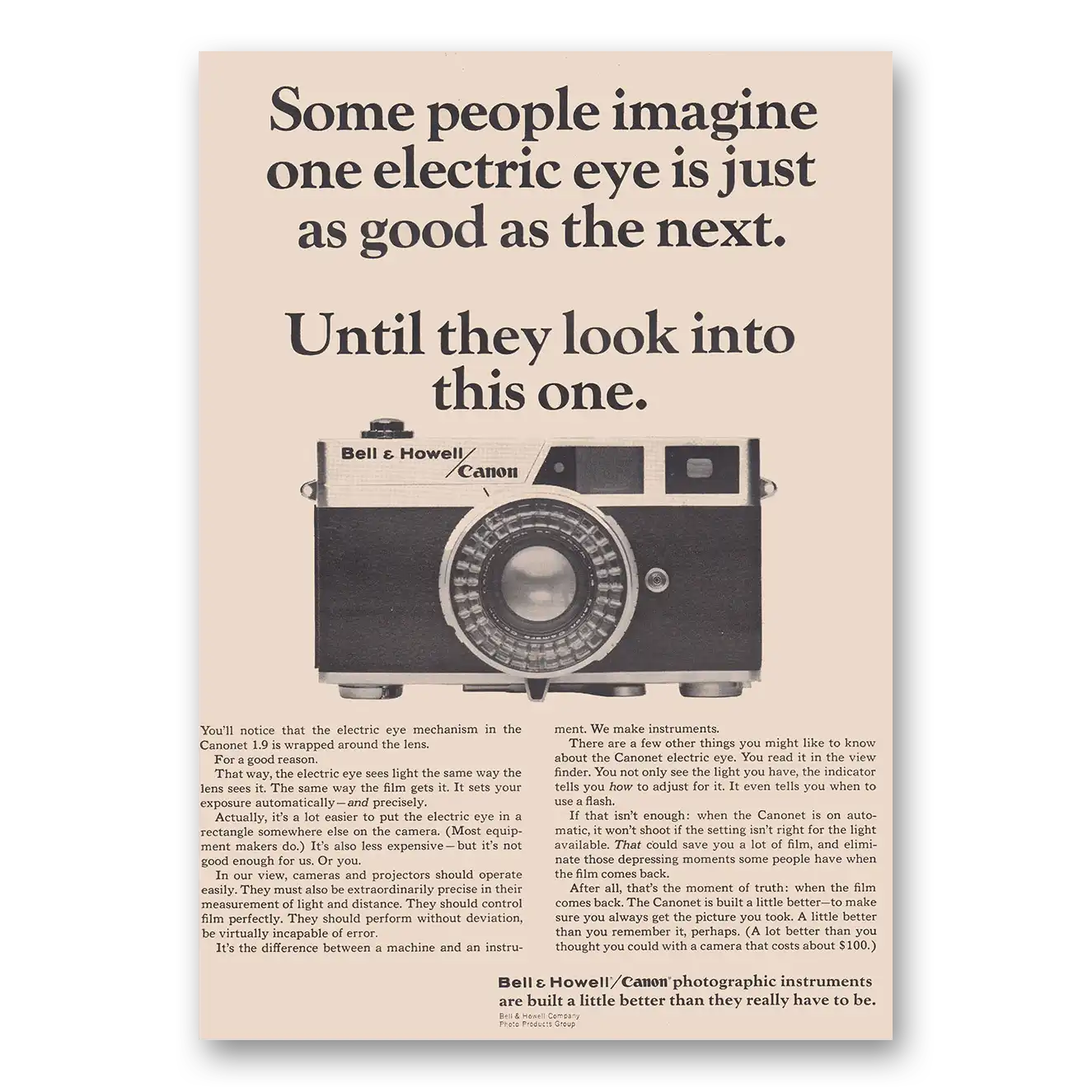 1964 Canon Camera Some People Imagine One Electric Eye Vintage Magazine Print Ad