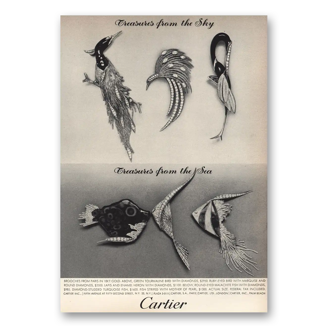 1964 Cartier Treasures From the Sky Vintage Magazine Print Ad