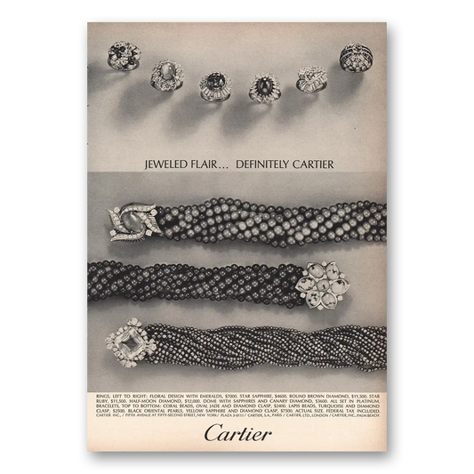 1964 Cartier Jeweled Flair Definitely Cartier Vintage Magazine Print Ad