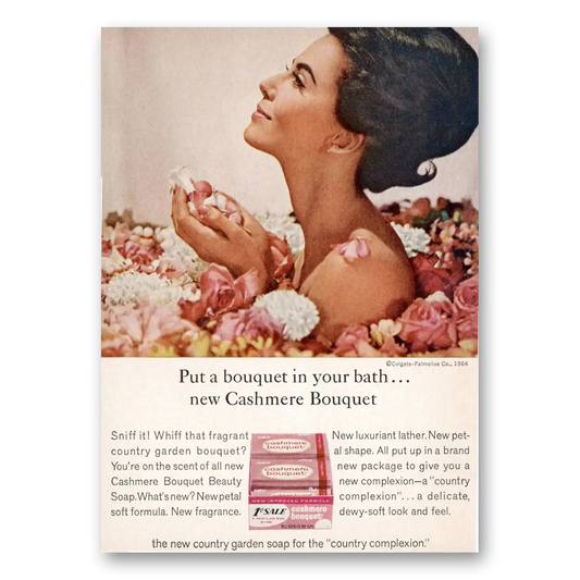 1964 Cashmere Bouquet Soap Put a Bouquet In Your Bath Vintage Magazine Print Ad