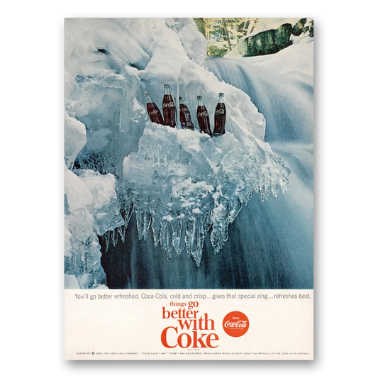 1964 Coca Cola Go Better Refreshed Vintage Magazine Print Ad