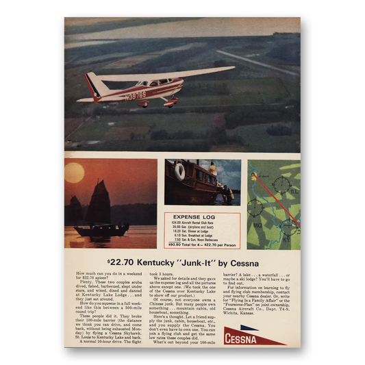 1964 Cessna Kentucky Junk It Vintage Magazine Print Ad