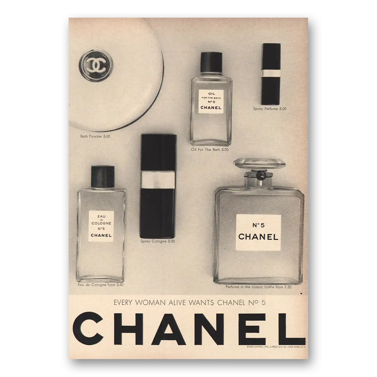 1964 Chanel Every Woman Wants Vintage Magazine Print Ad