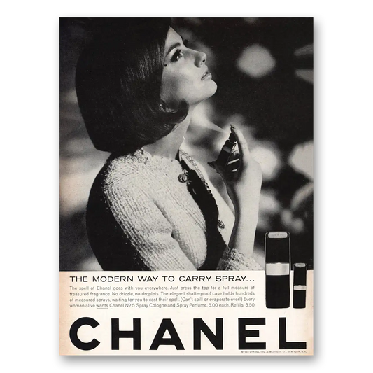 1964 Chanel No 5 Modern Way to Carry Spray Vintage Magazine Print Ad