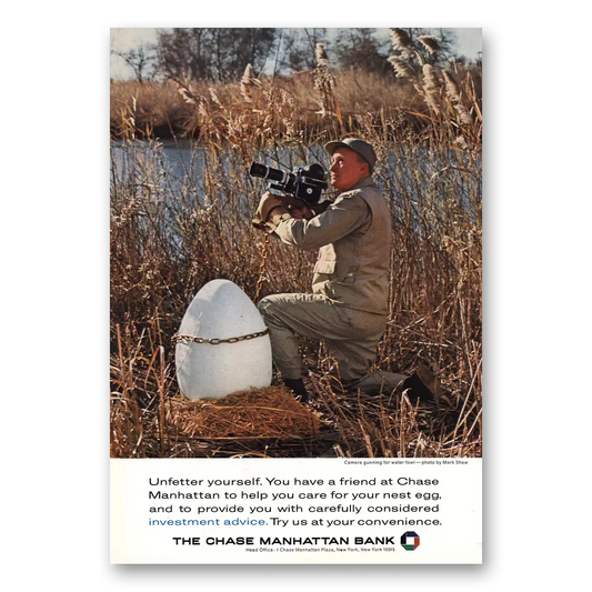 1964 Chase Manhattan Bank Camera Gunning Vintage Magazine Print Ad