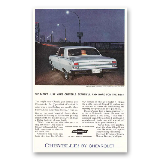 1964 Chevrolet Chevelle Malibu Super Sport Coupe Vintage Magazine Print Ad