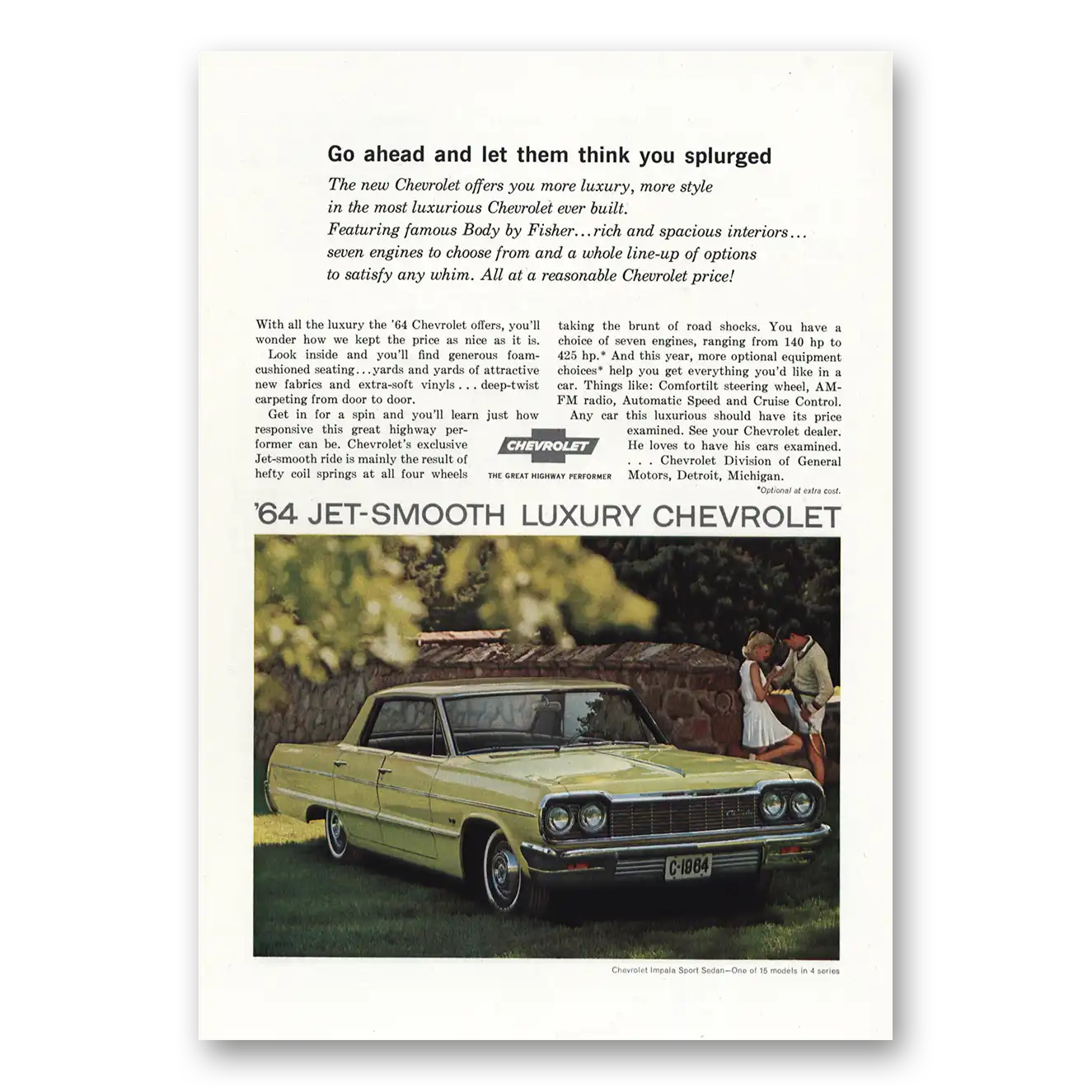 1964 Chevrolet Impala Go Ahead and Let Them Think You Splurged Vintage Magazine Print Ad