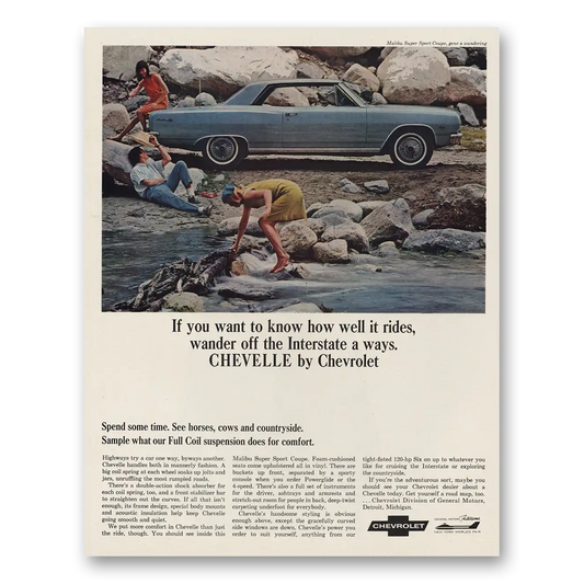 1964 Chevrolet Chevelle Wander Off the Interstate a Ways Vintage Magazine Print Ad