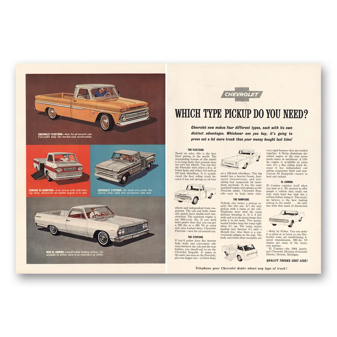 1964 Chevrolet Pickup What Type Pickup Do You Need Vintage Magazine Print Ad