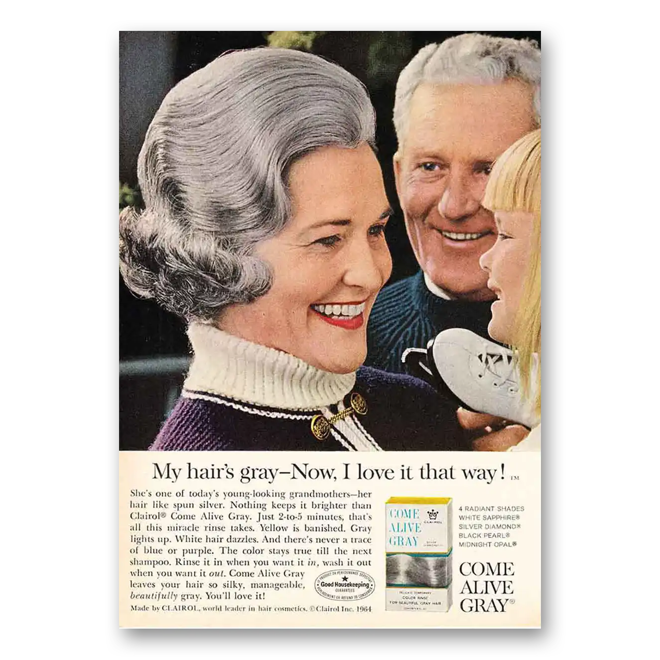 1964 Clairol Come Alive Gray Come Alive Gray Vintage Magazine Print Ad