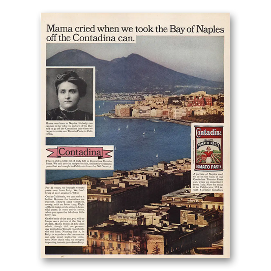 1964 Contadina Tomato Paste Mama Cried Bay of Naples Vintage Magazine Print Ad