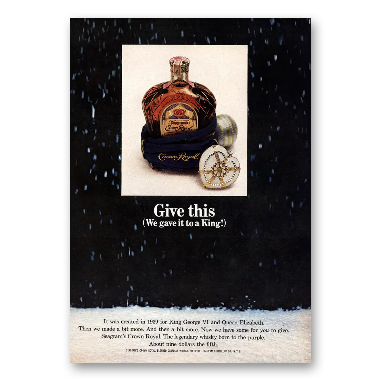 1964 Crown Royal Give This We Gave It To a King Vintage Magazine Print Ad