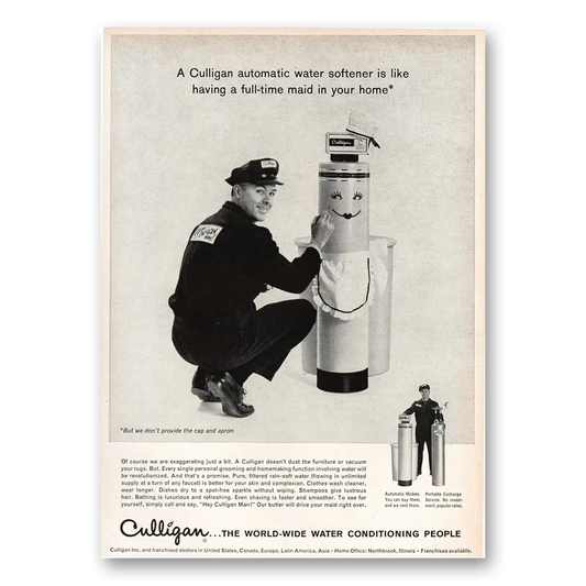 1964 Culligan Like Having Full Time Maid In Your Home Vintage Magazine Print Ad