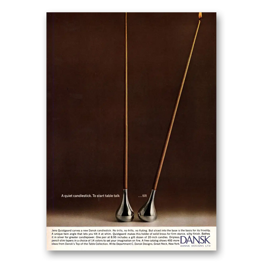 1964 Dansk Quiet Candlestick Start Table Talk Vintage Magazine Print Ad