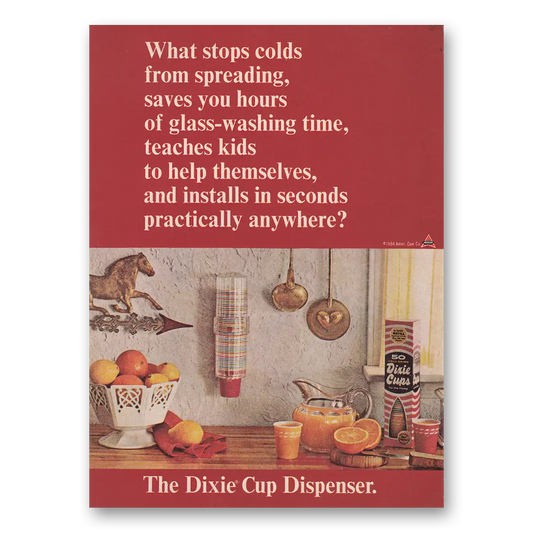 1964 Dixie Cup Dispenser What Stops Colds From Spreading Vintage Magazine Print Ad